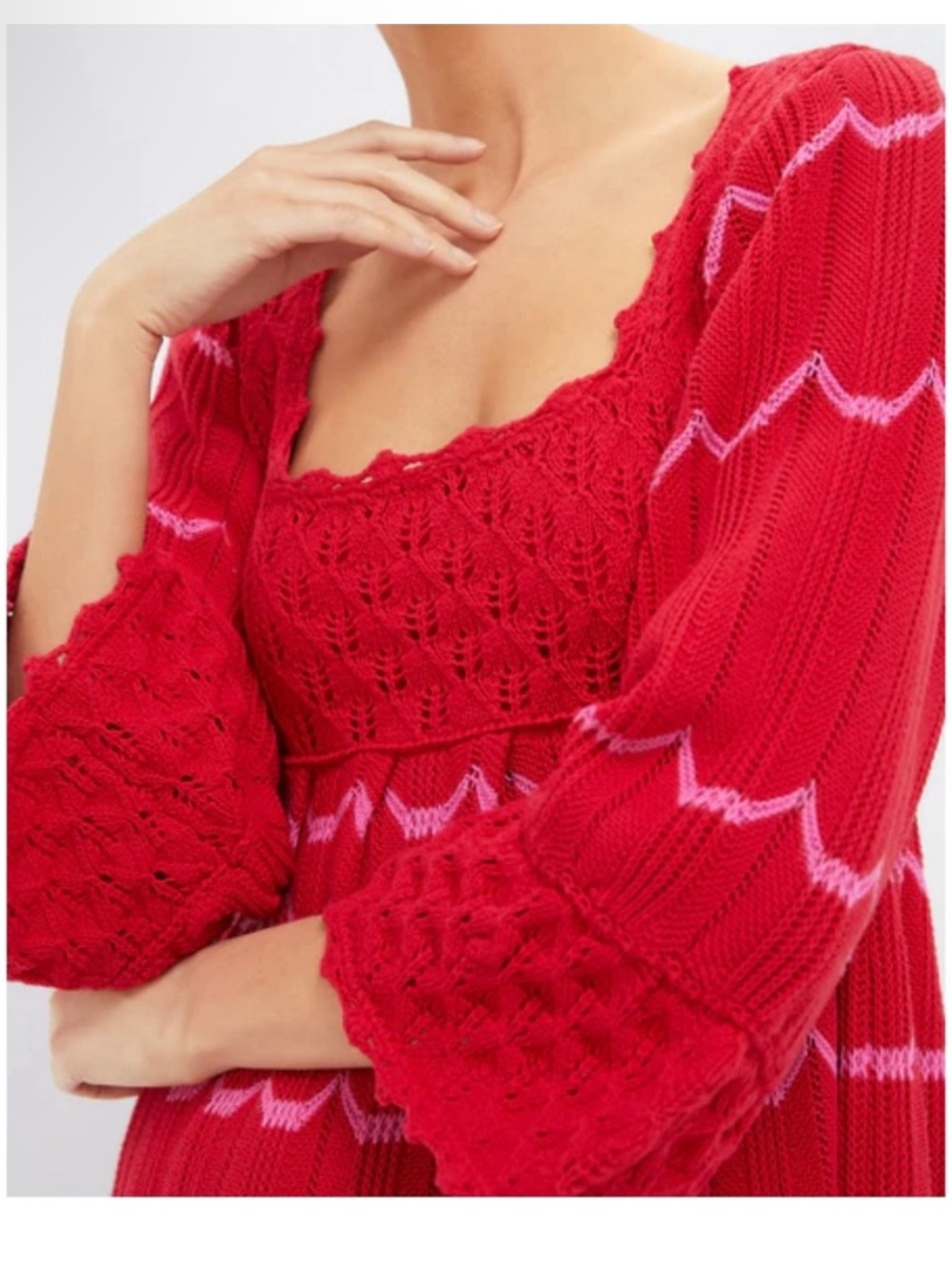 Tuckernuck Pomander Place Red Crochet Trim Devon Dress XS NWT - Picture 6 of 14